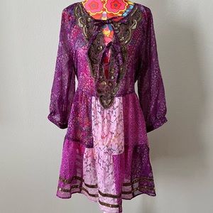 Free people sheer purple tunic dress top